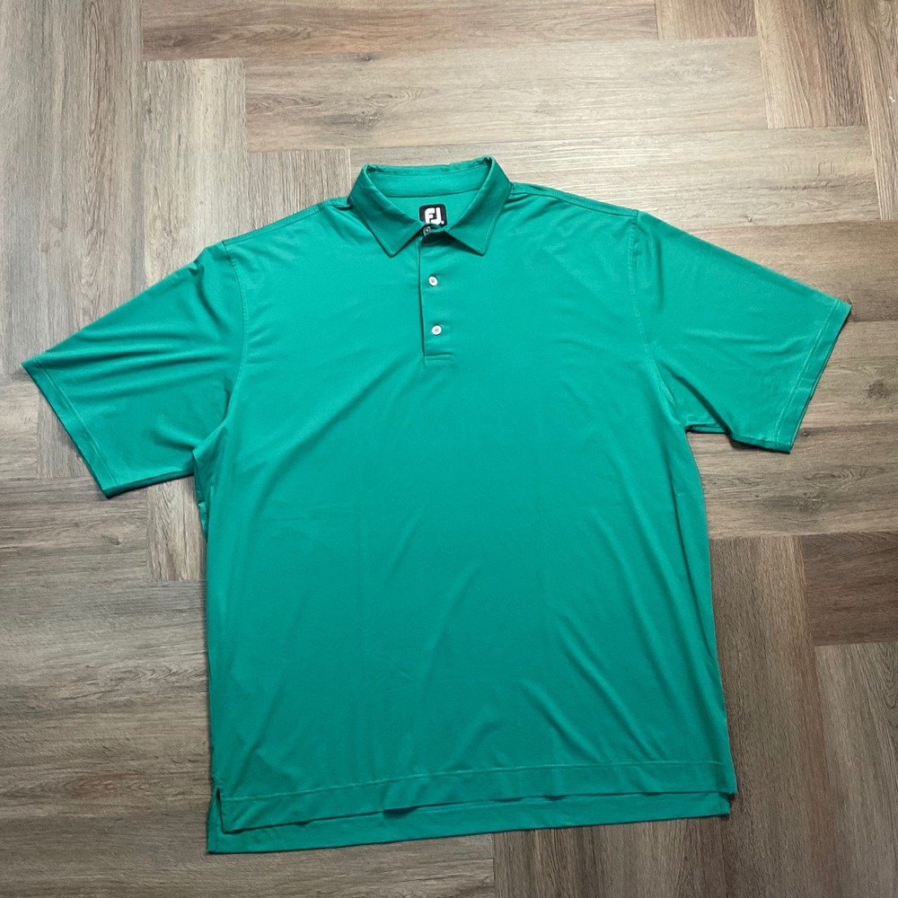 FootJoy Micro Striped Performance Golf‎ Tennis Polo Shirt Mens XXL Green Preppy